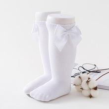 Load image into Gallery viewer, Baby Girls High Long Soft Cotton Lace Big Bow Knee Socks Toddlers Stretchable Material Excellent For Every Occasion