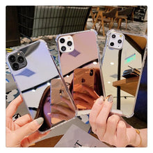 Load image into Gallery viewer, Luxury Mirror Phone Case For iPhone 14 13 12 11 Pro XS MAX XR Shockproof Back Cover Case For iPhone 7 8 6s 6 s plus Protective Case Hard Back Soft Bumper Anti-Scratch Phone Cover For Girls