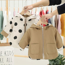 Load image into Gallery viewer, Modern Elegant Cute Dot Print Comfort Slim Cotton Button Hooded Warm Coat for Newborn Baby Girls With Two Face