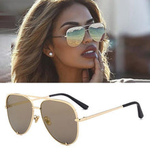 Load image into Gallery viewer, Luxury Lady Vintage Round Metal Sunglasses For Driving Black Retro Mirror Sunglasses Woman Shade Sunglasses With UV400 Protection