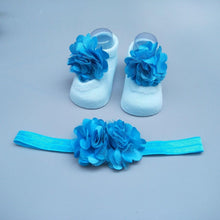 Load image into Gallery viewer, Baby Newborn Solid Color Lace Baby Bowknot Socks & Princess Cute Baby Socks Hair Band Set FOr Girls Baby In Modern Design