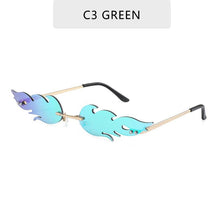 Load image into Gallery viewer, NEW 2021 Fashion Fire Flame Sunglasses For Women With Brand Design Rimless Wave Eyewear Luxury Trending Narrow Style