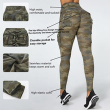 Load image into Gallery viewer, Camouflage Yoga Pants With Pockets Women Fitness Leggings Workout Sports Pocket Women Green Leggings Slim Skinny Gym Leggings Pants Push Up Elastic Slim Pants For Autumn And Winter
