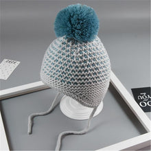 Load image into Gallery viewer, Cute Big Hair Ball Cap For Baby Cotton Knitted Caps for Girls/Boys Warm Woolen Hood Caps Toddler Hats For Winter