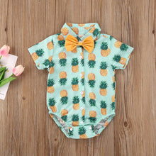 Load image into Gallery viewer, Newborn Boys Bodysuits Bow Short Sleeve Print Single Breasted Jumpsuits Shirt For Baby With Elegant Bow