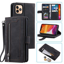 Load image into Gallery viewer, Business Blue New Cards Flip Leather Case For iPhone 14 13 12 11 Pro Max 10 X 6 6s 7 8 Plus XR XS Max Multifunctional Wallet Phone Case Multi-Card Wallet Leather iphone Case
