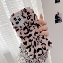 Load image into Gallery viewer, Fashion Fluffy Plush Leopard Camera Protection Phone Case For iphone 13 11 12 Pro MAX X XS XR Winter Warm Girl Soft and Comfortable Case Unique Design Soft Cover