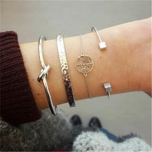 Load image into Gallery viewer, Fashion Bohemia Leaf Round Knot Cuff Bangle Gold Chain Charm Bracelet for Women Simple Geometric Bracelets Luxury Jewelry