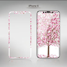 Load image into Gallery viewer, Flowers Cartoon Screen Protector For iPhone 13 12 11 Pro Max Soft Edge Tempered Glass on For iPhone XS MAX XR 7 8 PLUS Lovely Easy Installation Frame 9H Hardness Full Coverage Bubble Free Cute Lovely Cherry Blossom Design Glass For iPhone