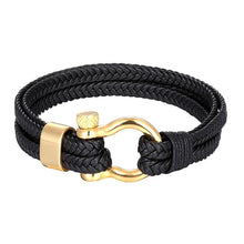 Load image into Gallery viewer, New Fashion Stainless Steel Bracelet Men Punk Genuine Leather Bracelets & Bangles Charm Jewelry Anchor Style