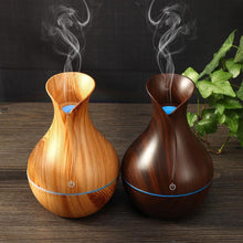 Load image into Gallery viewer, Essential Oil Diffuser 130ml Wood Grain Vase-Shaped Aromatherapy Cool Mist Humidifier With 7 Colors LED Lights & Waterless Auto Shut-Off For Home Office