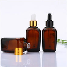 Load image into Gallery viewer, 6pcs 10ml20ml30ml50ml100ml Square Glass Dropper Bottle With Eye Pipette Empty Amber Aromatherapy Essential Oils Bottle Container