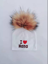 Load image into Gallery viewer, Newborn Cotton Hats Baby Pom Pom Childre Infant Hats For BabY Boys and Girls Wth Printed "I love mama " and " Design