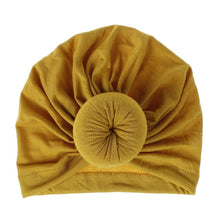 Load image into Gallery viewer, Handmade Pleated Flower Babies' Knitted Cotton Cloth Turban For Baby Girls In Elegant Style