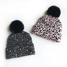 Load image into Gallery viewer, Matching Family Outfits Leopard Children Hats Mother Kids Hats Winter Kids Caps For Mother & Daughter in Elegan Leopard Design