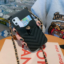 Load image into Gallery viewer, Luxury Wallet Bag Phone Case For iPhone 14 13 12 MINI 11 Pro XR XS Max 6 7 8 Plus Silicone Card Pocket Strap Cover With Lanyard Crossbody Chain Card Holder Slot Handbag Wrist Strap Protective Cover