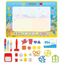 Load image into Gallery viewer, Coolplay 100x100cm Magic Water Drawing Mat Doodle Mat & 4 Drawing Pens & 1 Stamps Set Painting Board Educational Toys for Kids