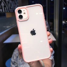 Load image into Gallery viewer, Transparent Shockproof Bumper Phone Case For iPhone 11 12 13 14 Pro Max Mini Cute Candy Color Hard Cover Luxurious Translucent Case for iPhone