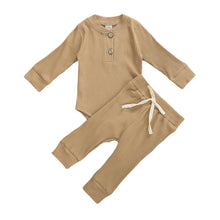 Load image into Gallery viewer, Infant Newborn Baby Spring Autumn Ribbed Solid Clothes Sets Long Sleeve Bodysuits , Elastic Pants 2PCs