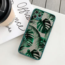 Load image into Gallery viewer, Green Leaves Plant Flower Phone Case for iphone 11 12 13 14 Pro Max Hard Back Shockproof Cover Floral Tropical Design with Slim Glossy Green Palm Leaves Pattern Case