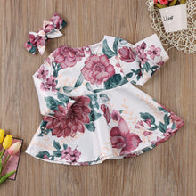 Load image into Gallery viewer, Newborn Infant Baby Girls Dress Floral Kids with Long Sleeve Dress +Headband Outfits Set Clothes Modern Dress for Girls