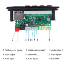 Load image into Gallery viewer, KEBIDU Bluetooth5.0 MP3 WMA WAV Decoder Board 5V 12V Wireless Audio Module Color Screen USB TF FM Radio For Car accessories
