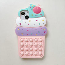 Load image into Gallery viewer, 3D Delicious Cherry Ice Cream Silicone Phone Case For iphone 13 12 11 Pro Max Xs Xr 7 8 Plus X Se finger bubble game soft cover 3D Cartoon Cupcake Shape Soft Silicone Full Protection Shockproof Case