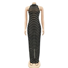 Load image into Gallery viewer, Wholesale Long Sleeve v Neck Rhinestone Party Dress Black Maxi Dress Women Evening Dresses