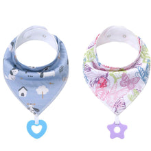 Load image into Gallery viewer, 100% Organic Cotton Super Absorbent And Soft Unisex Baby Bandana Drool Bibs And Teething Toys For Newborn