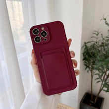 Load image into Gallery viewer, Soft Silicone Card Phone Case for IPhone 13 12 Pro Max Shockproof Protector Cover for IPhone 14 Plus Cases Heavy Duty Solid Slim Lightweight Anti-Shock Cover for iPhone