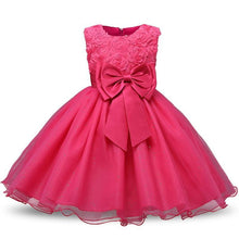 Load image into Gallery viewer, Luxury Modern Designer Baby Girls Flower Gowns Baptism Princess tutu Birthday Dress WIth Big Bow On Back