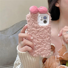 Load image into Gallery viewer, Fluffy Warm Cover Case For Iphone 13 12 11 Pro Xs Max X Xr Cases 3D Cartoon Bow Ear Furry Fluffy Warm Case For Iphone 7plus 8plus 12pro Phone Case