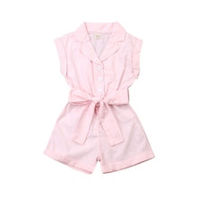 Load image into Gallery viewer, Baby Girls Clothes Sleeveless Turn-down Collar One-Pieces Romper Solid Color Girls Jumpsuit Dress for Girls