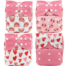 Load image into Gallery viewer, 4PCS Set Diaper Cover Washable Diaper Eco-friendly Ecological Adjustable Baby Nappy Reusable Cloth Diapers In Printed Design For Baby and Kids