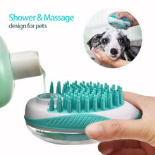 Load image into Gallery viewer, Pet Dog Cat Bath Brush 2-in-1 Pet Massage Comb Soft Silicone Pet Shower Hair Grooming Comb Dog Cleaning Tool Pet Supplies Pet Brush Bath Massage Brush Shampoo Dispenser for Pet