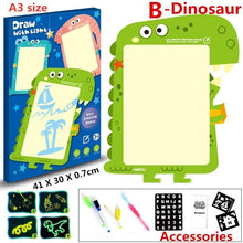 Load image into Gallery viewer, Educational Toy Drawing Board Tablet Graffiti 1pc A4 A3 Led Luminous Magic Raw With Light-fun