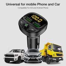 Load image into Gallery viewer, 3.4A Fast Black Car Charger FM Transmitter Bluetooth Dual USB Mobile Car Phone Charger Fast Charging MP3 TF Card Music Car Kit