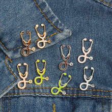 Load image into Gallery viewer, Doctors Nurses Mini Stethoscope Brooches Pins Jackets Coat Lapel Pin Bag Button Collar Badges Gifts Medical Jewelry