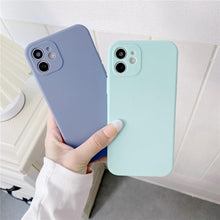 Load image into Gallery viewer, Soft Silicone Candy Color Phone Case For iPhone 13Mini iPhone 14Pro Max Ultra Thin Shockproof Cover Solid Color Shockproof Silicone Case For iPhone