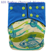 Load image into Gallery viewer, Newborn Cloth Diaper Sewed in Charcoal Bamboo Insert and Suede Pocket Diapers Waterproof Baby Nappies Design for Baby