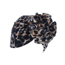 Load image into Gallery viewer, Luxury Modern Newborn Infant Baby Girl Boy and Mom Turban Hat Bows Flower Head Wrap Leopard Hat Cotton Cap For Parent-child