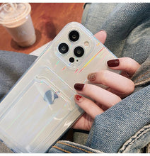 Load image into Gallery viewer, Gradient Rainbow Charming Case For iPhone 13 11 12 Pro Max XS XR 7 8 Plus Transparent Cover with Wallet Card Holder Case Soft Cover for iPhone