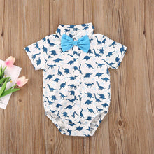 Load image into Gallery viewer, Newborn Boys Bodysuits Bow Short Sleeve Print Single Breasted Jumpsuits Shirt For Baby With Elegant Bow