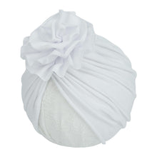 Load image into Gallery viewer, Handmade Pleated Flower Babies' Knitted Cotton Cloth Turban For Baby Girls In Elegant Style