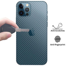 Load image into Gallery viewer, Back Screen Protective Film Carbon Fiber Skin Transparent Screen Guard Sticker Carbon Fiber Transparent Film For iPhone 14 13 12 Mini 11 Pro X XR XS Max SE3 7 8 Plus Phone Back Screen Protector Sticker