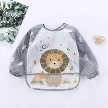 Load image into Gallery viewer, Cute Cartoon Print Baby Waterproof Long Sleeve Apron Children Feeding Smock Bib Baby Accessories