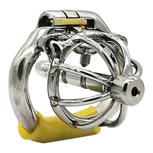 Load image into Gallery viewer, Happygo Stainless Steel Chastity Device with Urethral Catheter and Anti-Shedding Ring,Cock Cage,Penis Ring,S055-2
