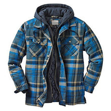 Load image into Gallery viewer, Men's Autumn Winter Jacket Plaid Hooded Long Sleeve Basic Casual Shirt Jackets Men's Long Sleeve Soft Warm Jacket With Hood Hooded Shirt Jacket Soft Long Sleeve Outdoor Clothes For Men