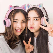 Load image into Gallery viewer, STEVVEX New Luxury Interesting LED Cat Ear Noise Cancelling Headphones Bluetooth 5.0 For Young People and Kids Headset Support TF Card 3.5mm Plug With Mic