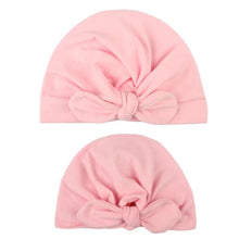 Load image into Gallery viewer, Modern Mom&Baby Turban Mother Baby Hat Headbands Mom Daughter Bow Knot Caps Print Solid Parent-Child Hair Accessories